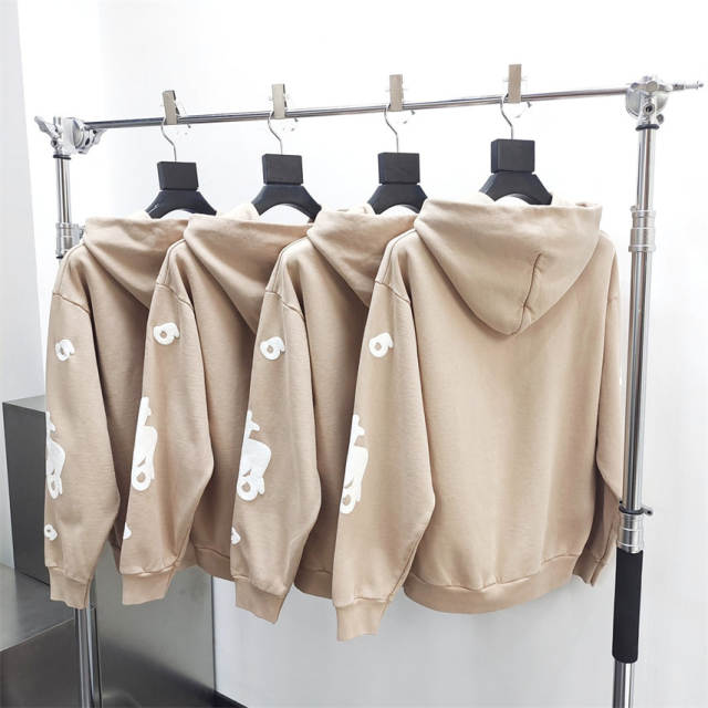 1:1 Spider Stars Khaki Foaming Print Hoodie Pants Tracksuit (Thick Fleece)
