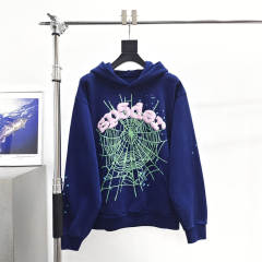 1:1 Top Quality Spider Worldwide Pink Foaming Print Sweatpants Spider Sweatpants Navy Blue