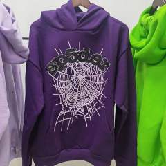 High Quality Spider Web Rheinstone Hoodie Pants Tracksuit Purple