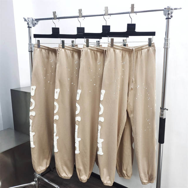 1:1 Spider Stars Khaki Foaming Print Hoodie Pants Tracksuit (Thick Fleece)