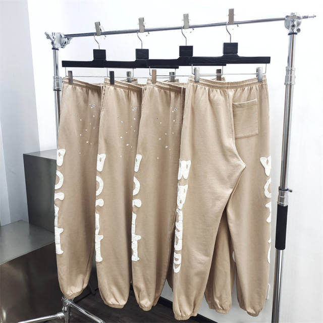 1:1 Spider Stars Khaki Foaming Print Hoodie Pants Tracksuit (Thick Fleece)
