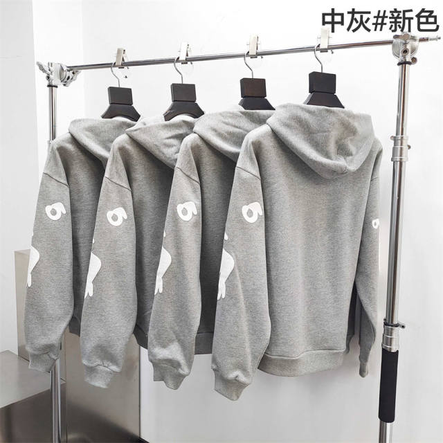 1:1 Quality Spider Star Pentagram Gray Hoodie & Pants Set