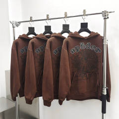 1:1 Top Quality Sp5der 555555 Zipped Hoodie Brown