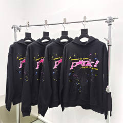 1:1 Top Quality Quality Spider Worldwide Foaming Print Black Hoodie