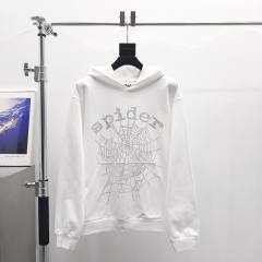 1:1 Top Quality White Rhinestone Spider Web Hoodie