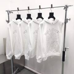 1:1 Top Quality White Rhinestone Spider Web Hoodie