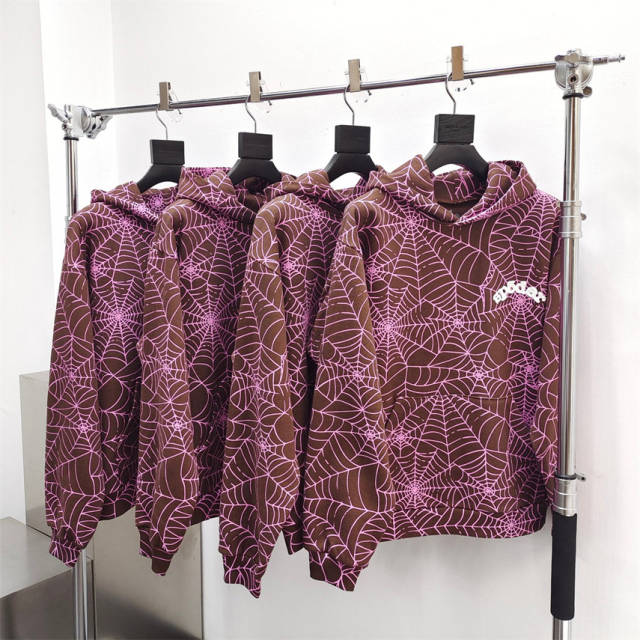 1:1 Quality Spider Web Print Hoodie & Pants Set