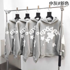 1:1 Quality Spider Star Pentagram Gray Hoodie & Pants Set