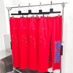 1:1 Quality Spider Atlanta Star Foaming Print Hoodie Pants Red