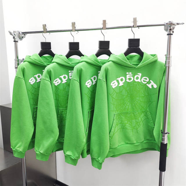 1:1 Quality Spider Spider Worldwide Hoodie / Pants Green Tracksuit