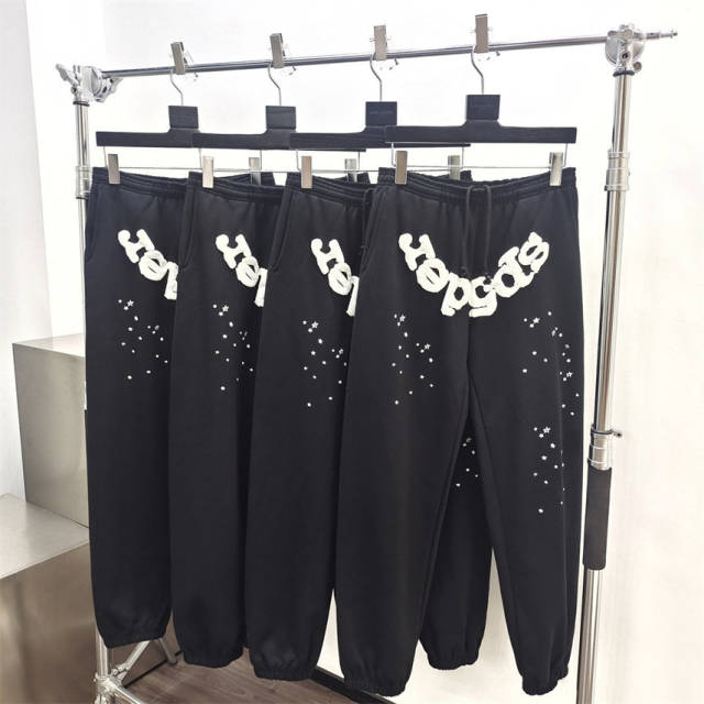 1:1 Top Quality White Stars Spiderweb Foam Letter Print Hoodie & Pants Set