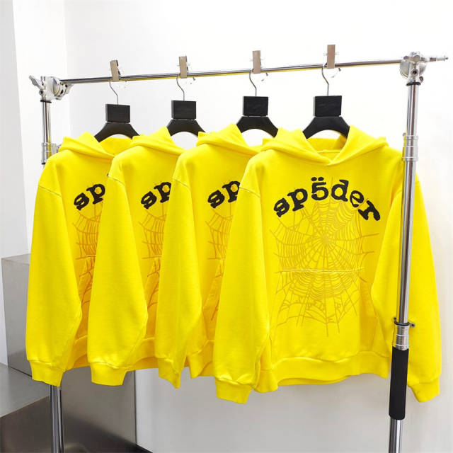 1:1 Quality Spider Hoodie & Pants Set Yellow