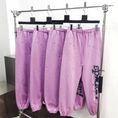 1:1 Quality Spider Foaming Print Hoodie & Pants Set Purple