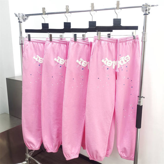 1:1 Quality Spider Foaming Print Atlanta Hoodie & Pants Set Pink