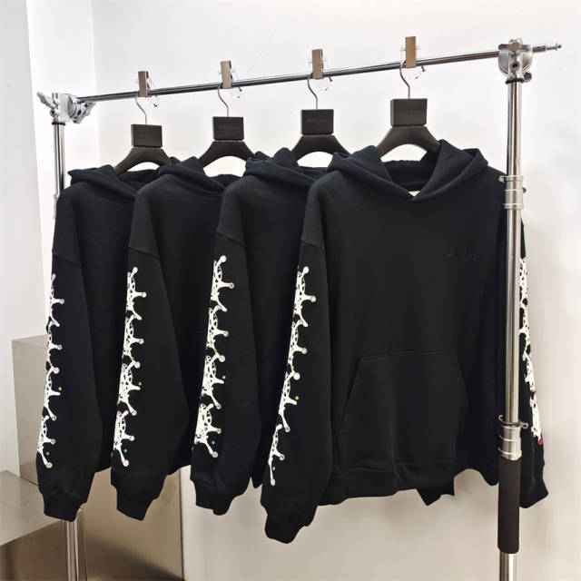 1:1 Quality Spider Rheinstone Hoodie & Pants Set Black