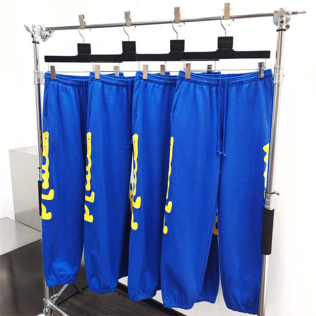 1:1 Quality Spider Yellow Foaming Print Hoodie & Pants Set Blue