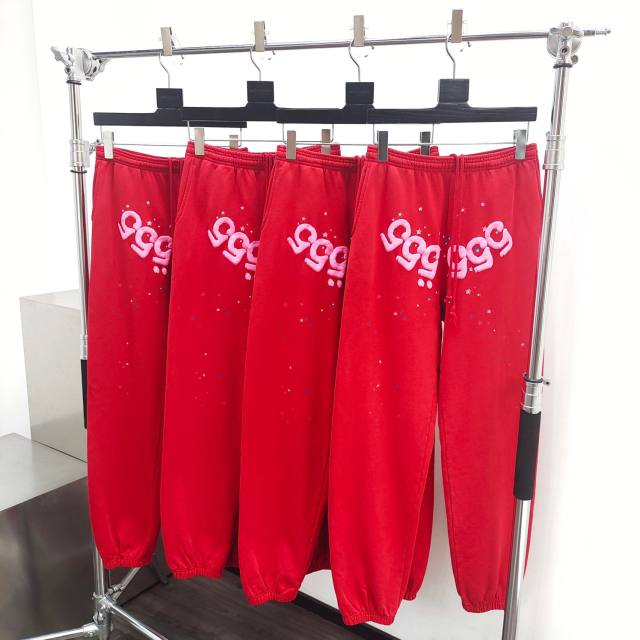 1:1 Top Quality Spider Worldwide Worldwide Clothing Spider Web 'PINK' Red Hoodie & Pants