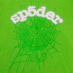 1:1 Quality Spider Worldwide Foaming Print Hoodie Green