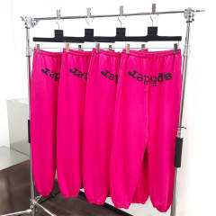 1:1 Quality Spider Rheinstone Fonts Hoodie & Pants Set Pink