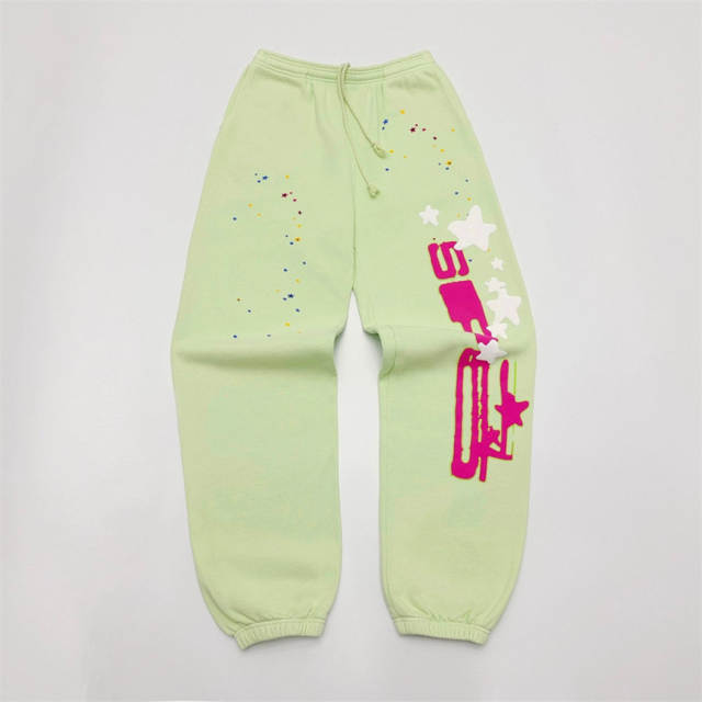 1:1 Quality Spider Foaming Print Hoodie & Pants Set Mint Green