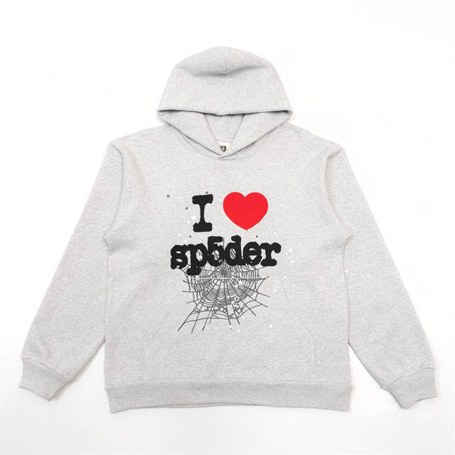 1:1 Spider Worldwide Black I Love Hoodie Gray