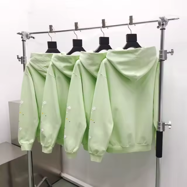 1:1 Quality Spider Foaming Print Hoodie & Pants Set Mint Green