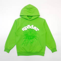 1:1 Quality Spider Worldwide Foaming Print Hoodie Green