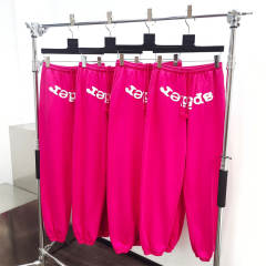 1:1 Quality Spider Rheinstone Fonts Hoodie & Pants Set Pink