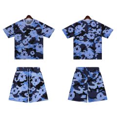 DENIM TEARS PINK CAMO COTTON WREATH T-SHIRT SHORTS SET