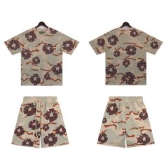 DENIM TEARS PINK CAMO COTTON WREATH T-SHIRT SHORTS SET