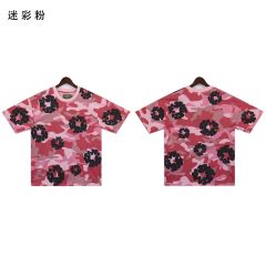 DENIM TEARS PINK CAMO COTTON WREATH T-SHIRT SHORTS SET