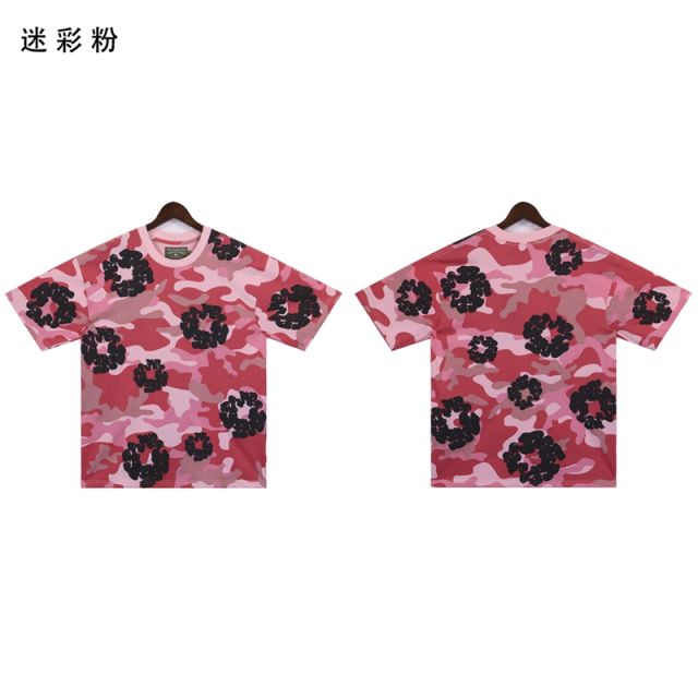 DENIM TEARS PINK CAMO COTTON WREATH T-SHIRT SHORTS SET