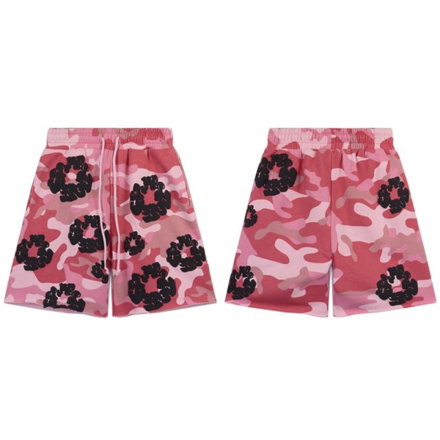 DENIM TEARS PINK CAMO COTTON WREATH T-SHIRT SHORTS SET