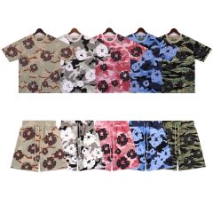 DENIM TEARS PINK CAMO COTTON WREATH T-SHIRT SHORTS SET