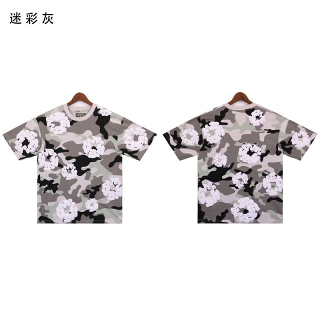 DENIM TEARS PINK CAMO COTTON WREATH T-SHIRT SHORTS SET
