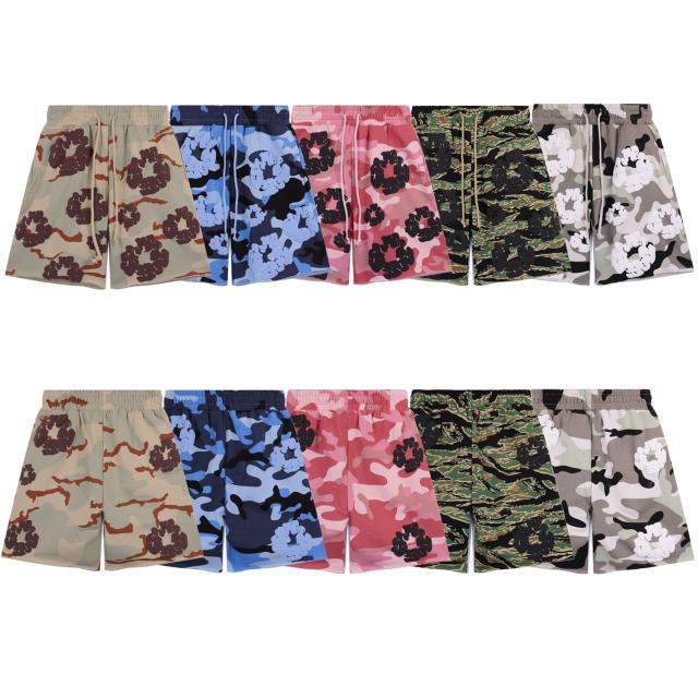 DENIM TEARS PINK CAMO COTTON WREATH T-SHIRT SHORTS SET
