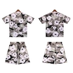 DENIM TEARS PINK CAMO COTTON WREATH T-SHIRT SHORTS SET