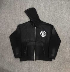 1:1 quality Hellstar Vintage Washed Distressed Black Hoodie