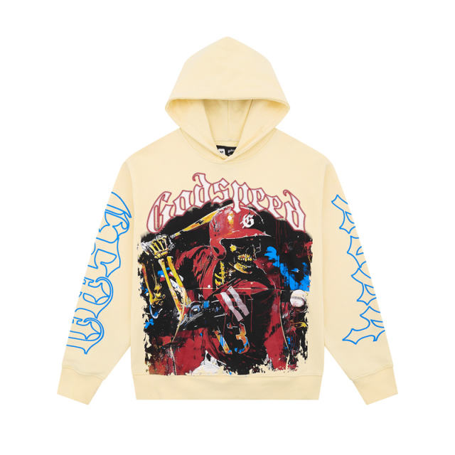 God Speed Baseball Hoodie Beige