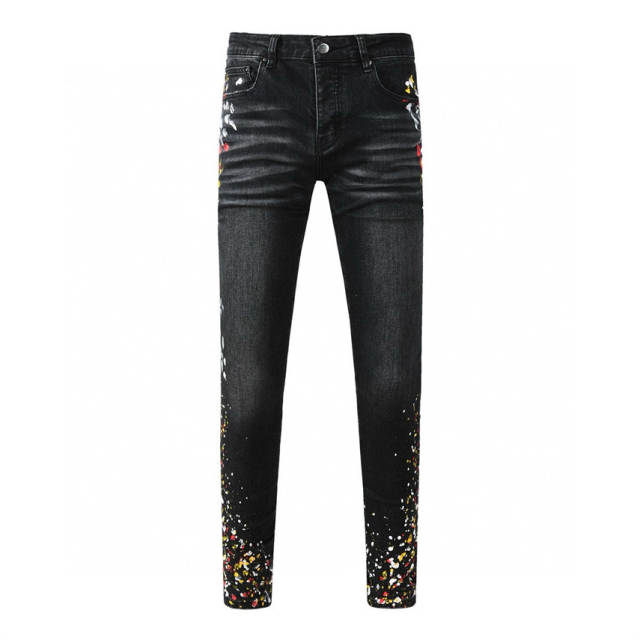 Splatter Ink Jeans Pants Black