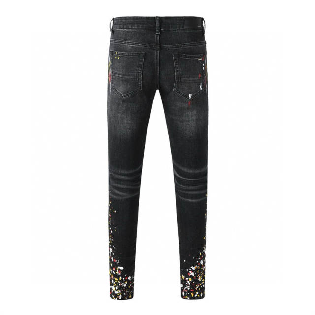 Splatter Ink Jeans Pants Black