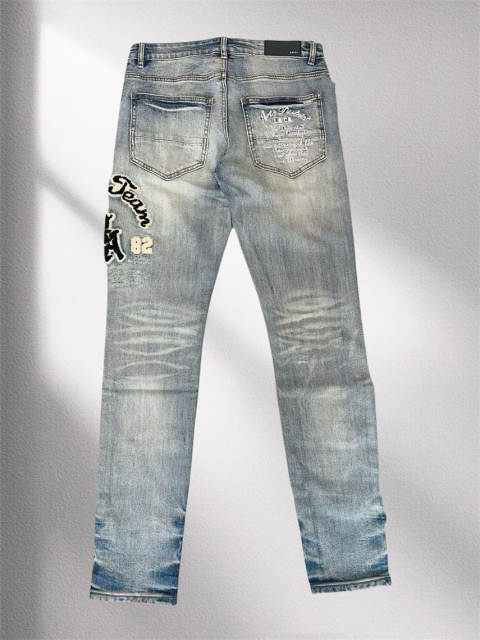 Embroidery Indigo Denim Jeans Pants