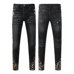 Splatter Ink Jeans Pants Black