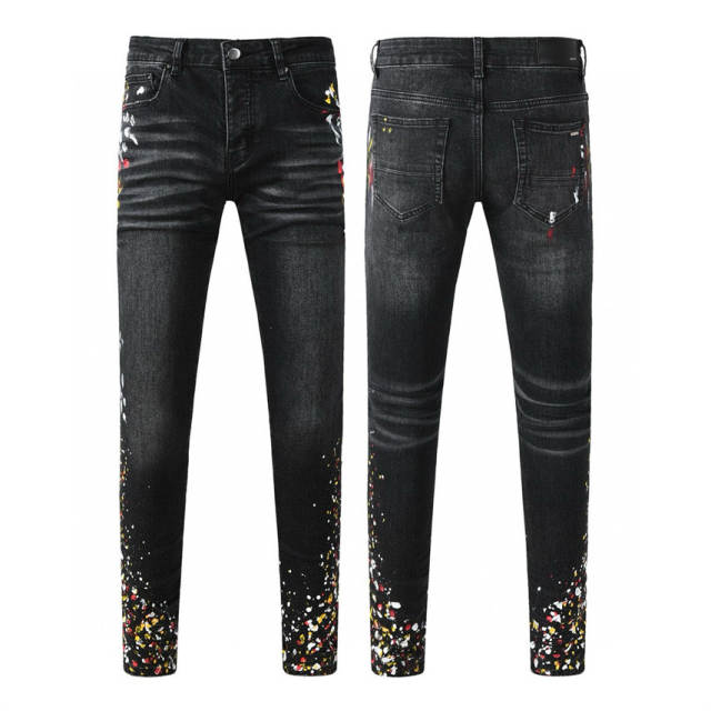 Splatter Ink Jeans Pants Black
