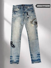 Embroidery Indigo Denim Jeans Pants