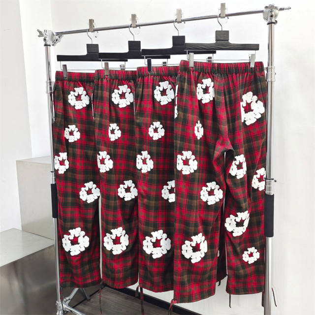 1:1 Quality Red Checkered Plaid Shirt & Pants Set