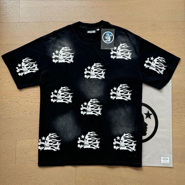 Hellstar Skeleton Logo Washed T-Shirt Tee Shorts