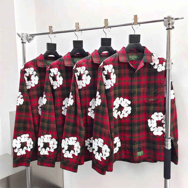 1:1 Quality Red Checkered Plaid Shirt & Pants Set