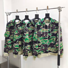 1:1 Quality DENIM TEARS Camouflage Print Zip Hoodie Green
