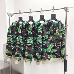 1:1 Quality DENIM TEARS Camouflage Print Zip Hoodie Green